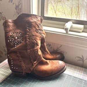 A.S.98 Women's Brown Leather Heeled Boots